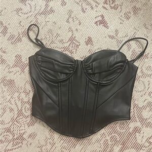 Black Leather Corset Top